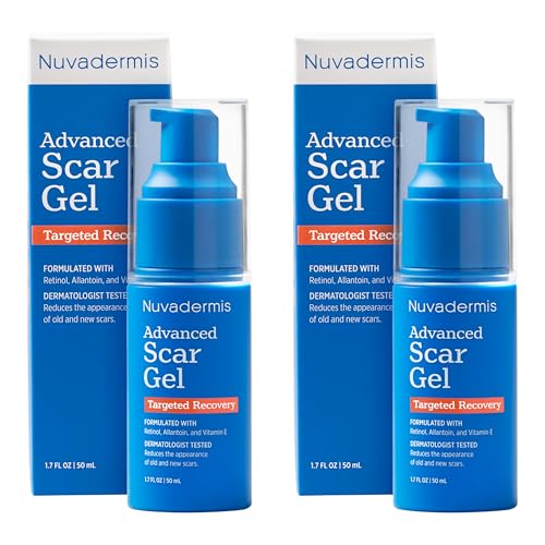 NUVADERMIS Scar Gel - Scar Cream for Surgical Scars - Transparent Gel Formula with Retinol and Vitamin E - Acne Scar Treatment Keloid Scar Treatment Scar Removal Cream - 1.7 Fl Oz 2 Pack