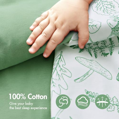 2-Pack Baby Transitional Swaddle Sleep Sack - Arms Up Swaddle 3-6 Months for Infants with Cuff Removable Design & 2-Way Zipper, Green Leaves Newborn Sack