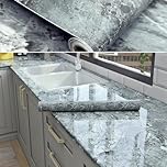 70cm×3m, Glossy Marble Sticky Back Plastic Roll, Grey Marble Vinyl Wrap for Kitchen Worktop, Heat-Resistant Durable Worktop Vinyl Covering, Contact Paper Self Adhesive Furniture Stickers
