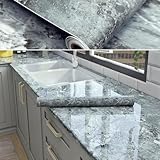 70cm×3m, Glossy Marble Sticky Back Plastic Roll, Grey Marble Vinyl Wrap for Kitchen Worktop, Heat-Resistant Durable Worktop Vinyl Covering, Contact Paper Self Adhesive Furniture Stickers