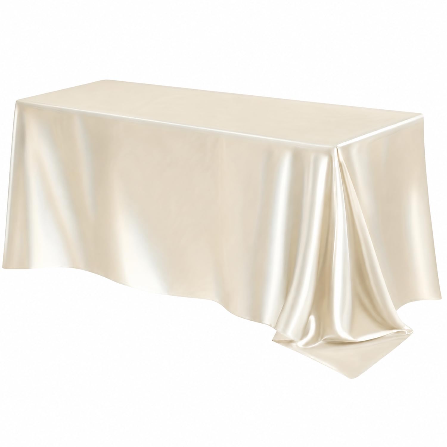 Srumvoat White Table Cloth, 152 * 260cm Luxury Satin Texture, Quality Polyester Fabric Reusable Tablecloth, Rectangle Dining Table Cover for Wedding Banquet Party Events (Lvory White,60x102inch)