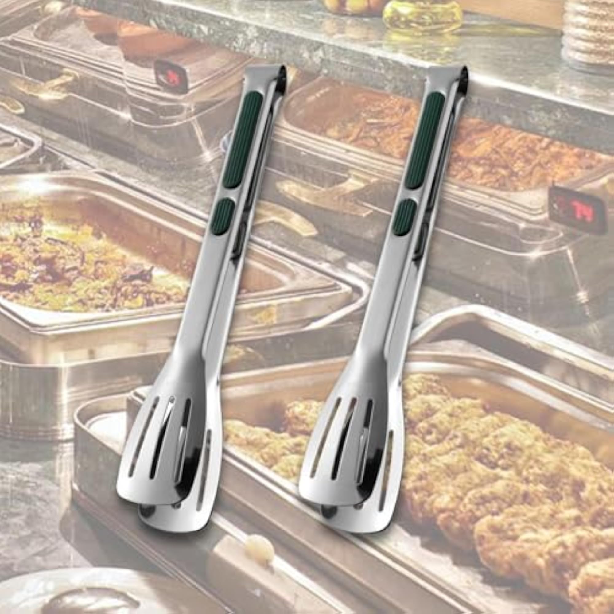 2Pcs Professional Multifunction Barbecue Grilling Tongs