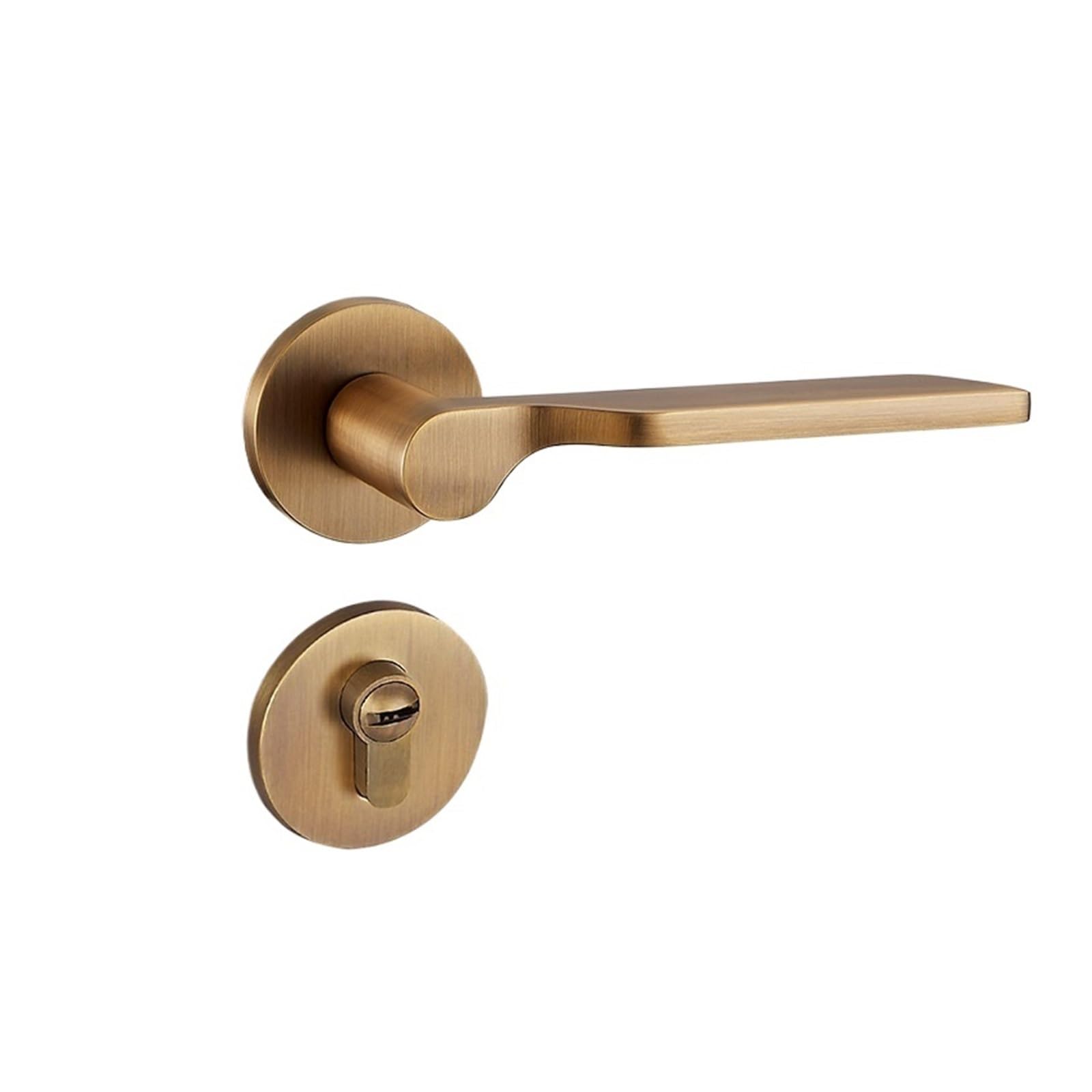 NYRXRYTCA Retro Chinese Bedroom Door Lock Yellow Bronze Indoor Door Wooden Door Handle Silent Magnetic Door Lock(7701 yellow bronze magnetic)