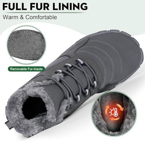 Hike Winter Footwear Barefoot Boots Mens Womens, Waterproof Winter Snow Boots, Warm Ankle Booties, Wide Toe Barefoot Hiking Boots, Non-Slip Zero Drop Sole Hike Shoes for Hiking Walking Outdoor2