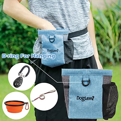 TANGN Leckerlibeutel Futterbeutel für Hunde Magnetverschluss, Hunde Leckerlitasche mit Einstellbar Bund & Kotasche Öffnung, Wasserfest Futtertasche leckerli Beutel für Hundetraining Ausbildung (Blau)