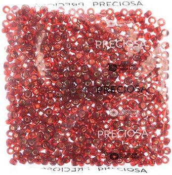 Preciosa Czech Seed Beads 32/0 (8mm) Silver Lined Transparent Light Red - 250g Bulk Bag Beads for Jewelry Making and Crafts