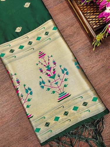 Image of DEVANGI Women's Woven Paithani Banarasi Silk Dupatta /Chunni For Women, Floral Print 1 Meter Wide and 2.3 Meter Length Printed Designer Dupatta /Chunni For Girls
