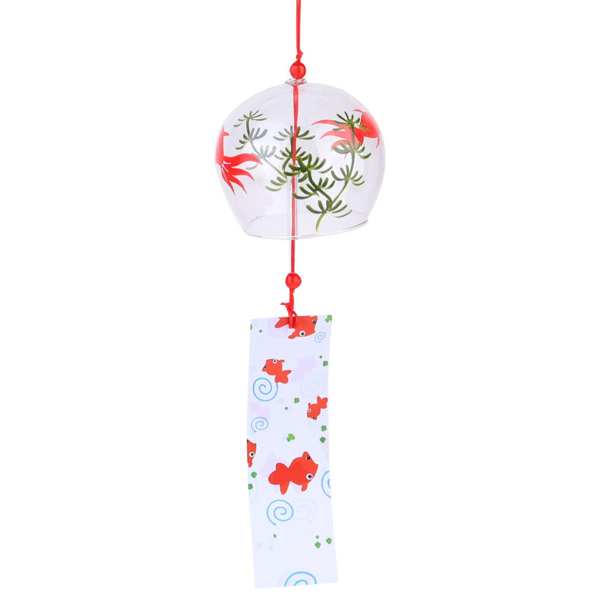 1pc Japanese-style Glass Wind Chime Creative Red Pendant for Indoor Decor Beautiful Melodious Sound for Home Office Car and Giving