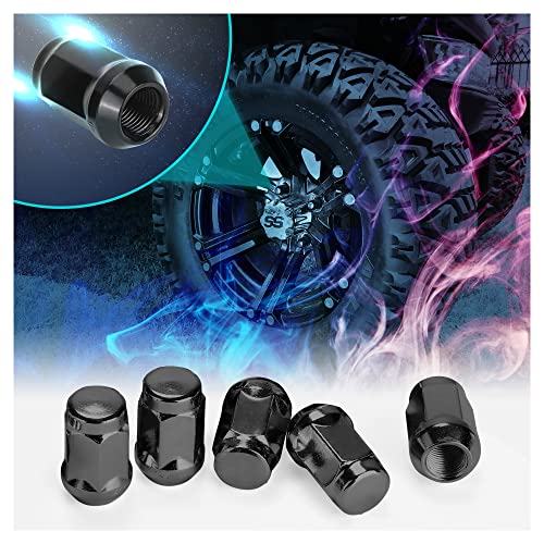 10L0L Golf Cart Chrome Wheel Lug Nuts 1/2"-20 For Ezgo Txt Rxv & Club Car Ds Precedent Black (16 Pack) #TOP5