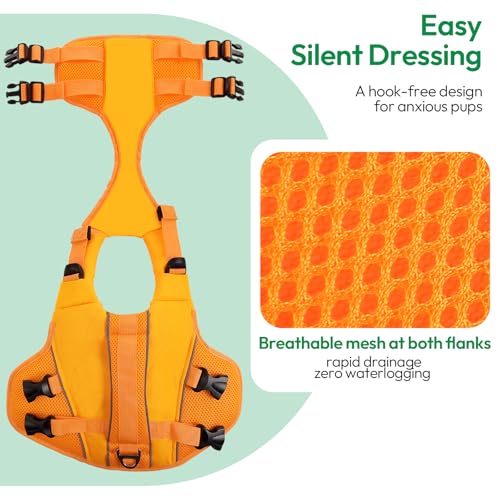 KONVINIT Schwimmweste Hund,Hundeschwimmweste,Schwimmwesten für Hunde -Dog Life Jacket für Kleine Mittel Große Hunde zum Bootfahren,Schwimmen,Surfen,Größenverstellbar mit Griff und Reflektoren