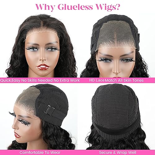 Image of ISEE Hair Glueless Wig Human Hair Ocean Wave 7X5 HD Lace Front Wig 24 Inch