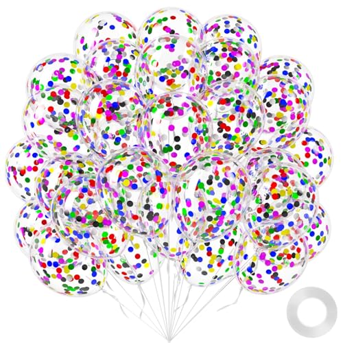 Colorful Confetti Balloons 12 inch Latex Balloon 50pcs Party Balloons for Wedding Graduation Bridal Shower Birthday Party Decorations