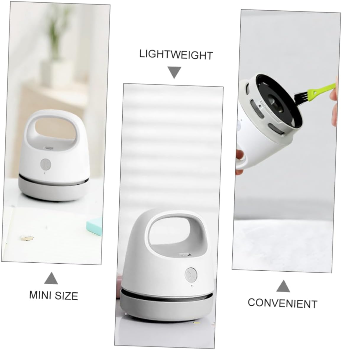 USB Charging Tabletop Vacuum Cleaner Portable Plastic Dust Collector Desktop Cleaner for Pet Hair and Paper Debris, Compact for Office and Student Use, Gray