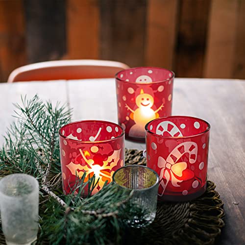 Christmas Candle Holders, Glass Xmas Tealight Votive Candle Holders, Perfect For Table Centerpieces Christmas Wedding Party Fireplace Decor #TOP7