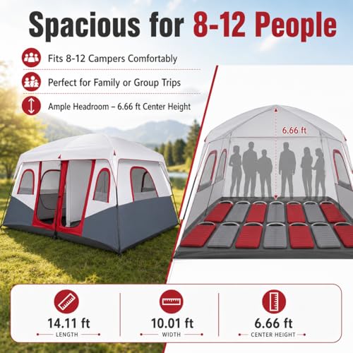 Carpa para camping familiar 8-12 personas impermeable miniatura 3