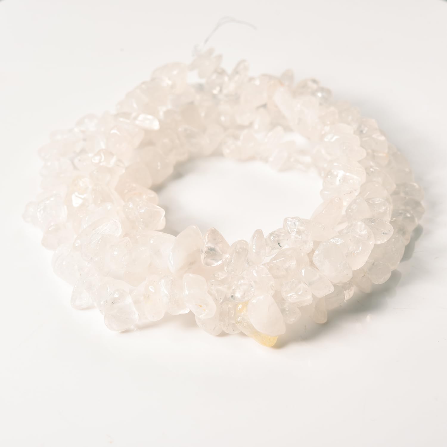 Asingeloo 5-8mm 34 inches Natural Crystal Stone Beads for Jewelry Making Tumbled Drilled Irregular Gravel Gemstones Chips Stone Beads by Strand (Clear Crystal Quartz)