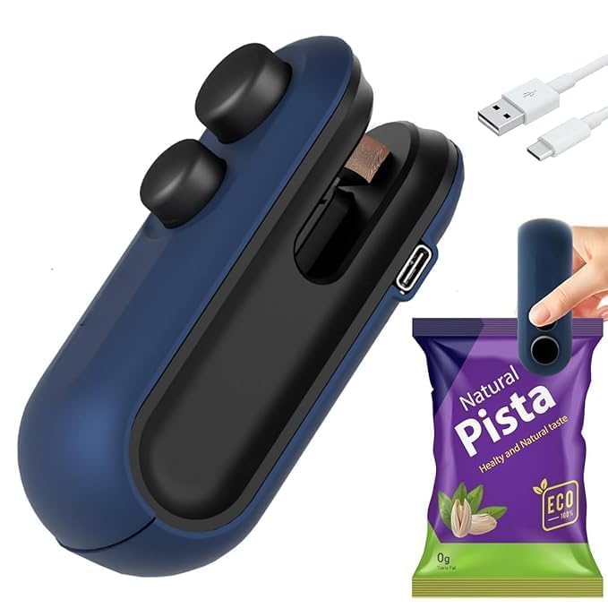 Portable Mini Sealing Machine 16W (Blue) – Rechargeable Type-C Handheld Heat Sealer for Plastic Bags – Compact Food Packet Sealer for Chips Snacks Storage – Airtight Bag Sealing Device-image-16