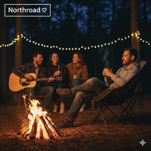 Northroad Butaco Plegable para Camping, Silla Portable Sobredimensionada con Porta Vasos y Respaldo Acolchonado, Capacidad 300 LBS para Exterior miniatura 2