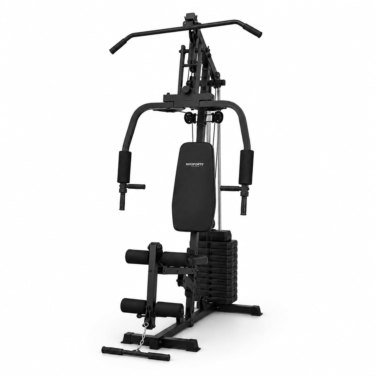 Multiestación de musculación con poleas y Banco ergonómico 132 × 95 × 202 cm – Press Pecho, jalón Dorsal, extensión piernas, Acero Reforzado, Gimnasio en casa