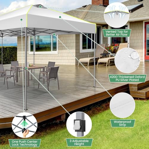 Image of COBIZI 10x30 Pop Up Canopy One Push Party Tent with Air Vent Waterproof Commercial Outdoor Patio Gazebo for Parties Wedding Backyard Events, 3 Adjustable Height, Wheeled Bag, Sandbag, Stakes, White