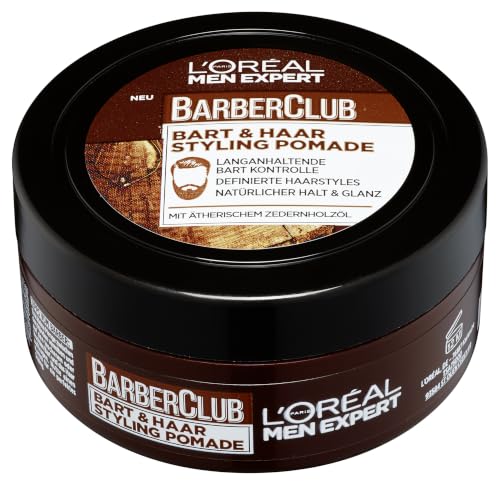 LOréal Men Expert Bart Styling Pomade für Männer Haar- und Bartwachs für einen definierten Style Bartpflege für Herren mit holzigem Duft und ätherischem Zedernholzöl Barber Club 1 x 75 ml