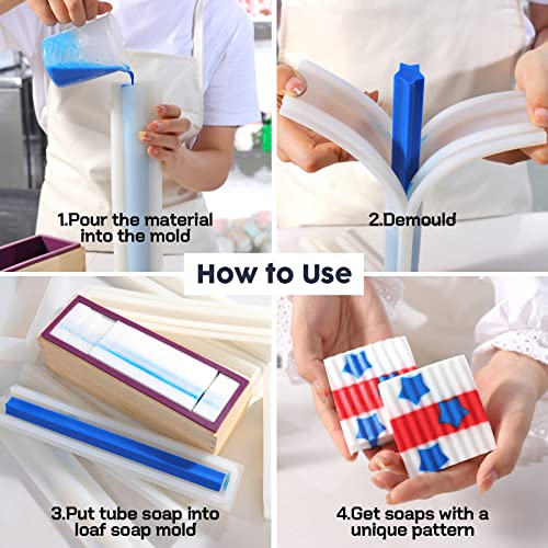 Boowan Nicole Star Silicone Column Embed Molds For Soap Making, Tube Mould For Resin Unique Shapes Soap Making Supplies #TOP3