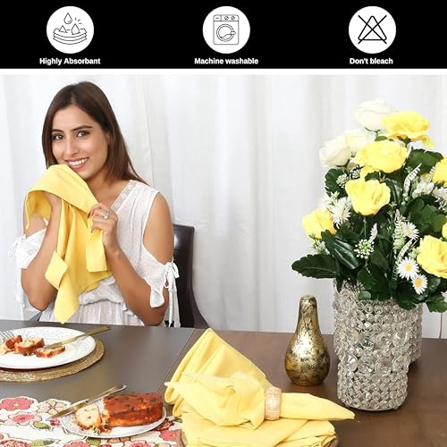 Bedding Craft Cotton Dinner Cloth Napkins Set of 12 – 18x18 Sand Yellow – Reusable & Machine Washable Fabric Napkins for Weddings, Restaurants & Everyday Dining by Bedding Craft - Image 5