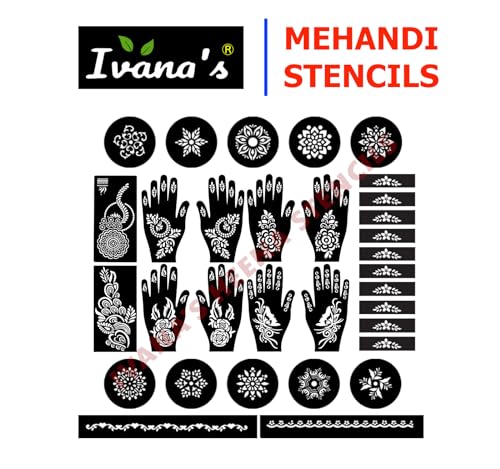 Ivana's Set of 32 Pcs Combo Pack, Reusable Mehandi for Hands Henna Tattoo Stencil for Women, Girls and Kids Easy to Use in Just 4 Steps Indian Design Collection, C-2014 - Image 6