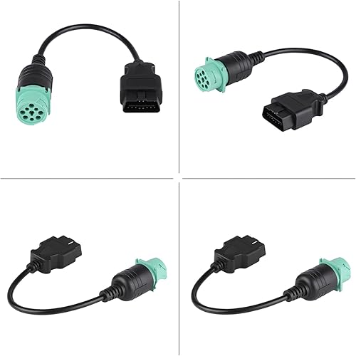 Miniatura 6 de Cable de diagnóstico de camión OBD2 de 9 pines a 16 pines, adaptador de cable de escáner de diagnóstico para camión ANGGREK para motor, negro y verde