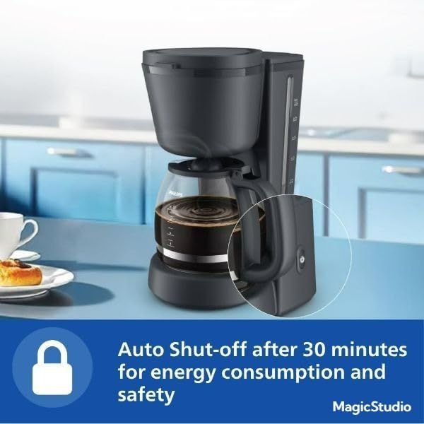 Image of Drumstoneᴬˢᴰ 𝗦𝗽𝗲𝗰𝗶𝗮𝗹 𝟓 𝗬𝗲𝗮𝗿 𝗪𝗮𝗿𝗿𝗮𝗻𝘁𝘆 Drip Coffee Maker HD7430 /90 | 1000W Coffee Machine with Glass Carafe, Auto Shut-Off & Easy Clean Filter