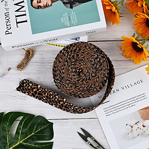 10 Yards 1.5 Inch Leopard Polyester Webbing Leopard Polyester Fabric Ribbon Animal Print Webbing Handbag Polyester Soft Webbing Key Fob Nylon Strap Dog Collar Garment Belt Diy Sewing Accessories #TOP7