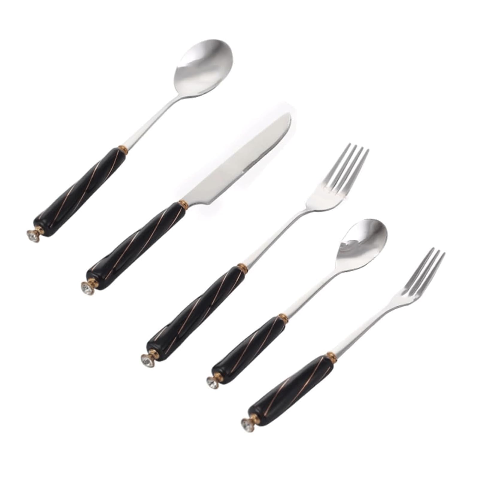 Rieort Ensemble de Couverts en Acier Inoxydable, 2/5 Paquets, Couteau, Fourchette, cuillère, Manche en céramique, Ensemble d'argenterie, Ensemble de Couverts, fourchettes de Cuisine