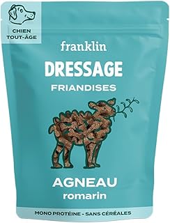 FRANKLIN – Friandises pour Chien Dressage – Spéciales Éducation – Riche en Agneau – sans Céréales – Peu Calorique – Fermeture Intégrée – Sachet Recyclable - 150 g