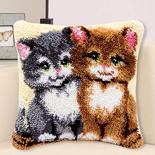 Image of clubevy Latch Hook Kits DIY Crocheting Embroidery Throw Pillow Needlework Cross Stitch Kits (Cat2)