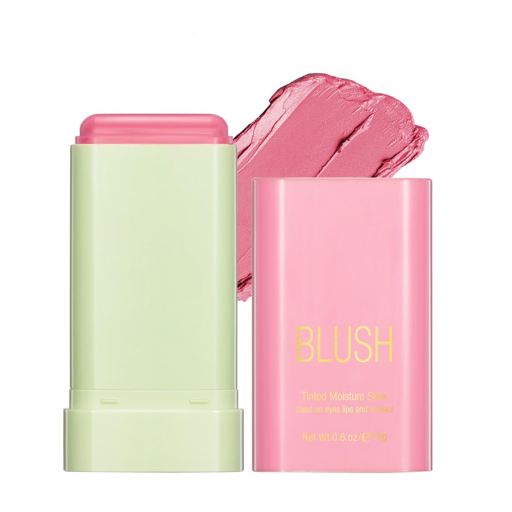 Multi-Use Blush Stick,Soft Creamy Blush,2-in-1 Cheek and Lip Tint,Waterproof Hydrating Solid Natural Moisture Smooth Blendable Matte Finish Face Blush Makeup,01 shy pink[Amazon-developed Certification] Compact by Design