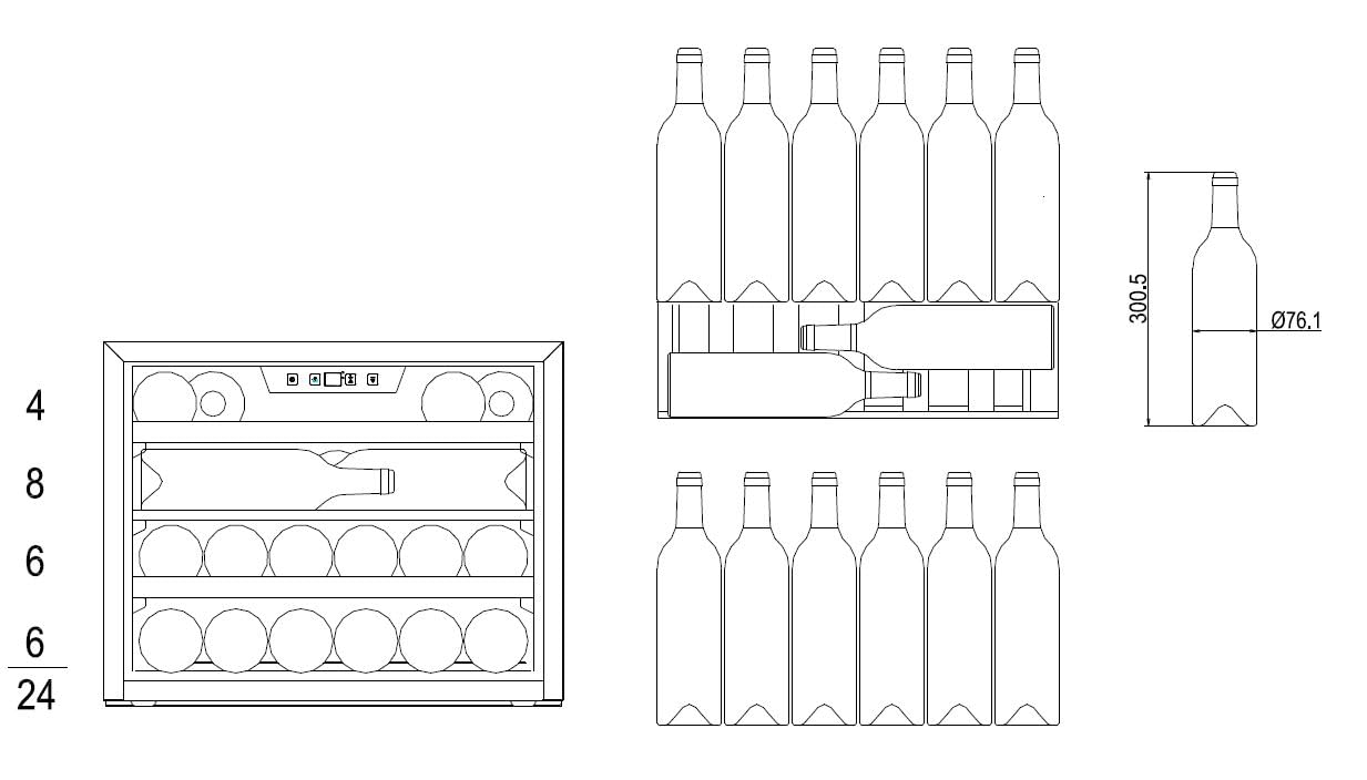 Amica WK 341 200 S Einbau-Weinkühlschrank, VinoOptima System, 24 Flaschen, Schwarz
