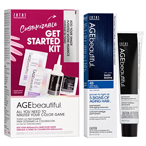 Image of AGE beautiful Permanent Hair Color Cream, 100% Gray Coverage Hair Dye with Biotin Anti-Aging Formula for Fuller, Thicker Hair, Professional Salon Quality