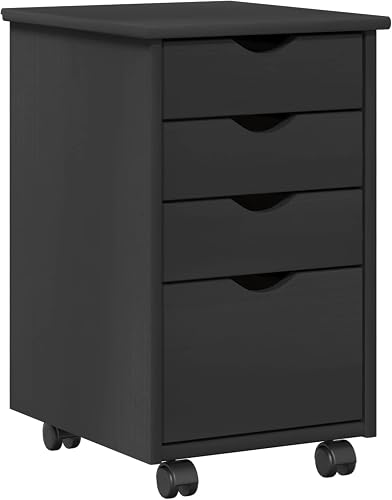 vidaXL Cabinet Roulant avec Roue Gris 34 x 39 x 56 cm Pin Massif 