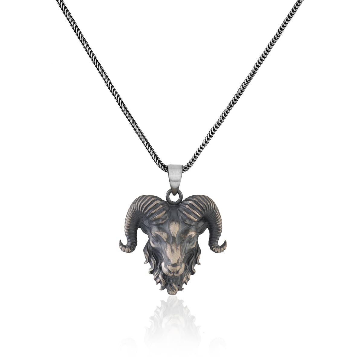 Collier de chèvre en argent massif de style gothique et biker pour homme