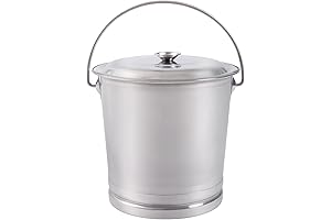 Stainless Steel Bucket with Lid with Handle and Open Lip Edge