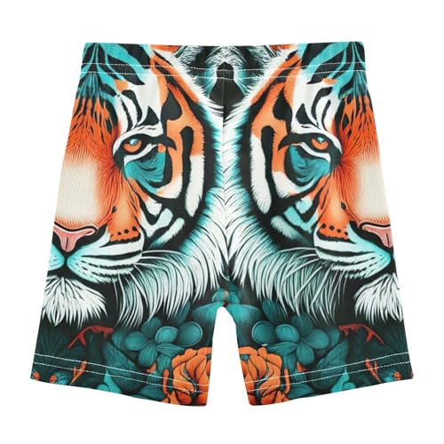 Girls Biker Shorts Toddler Cotton Shorts for Under Skirts Tiger Flowers Surround Green Kids Clothes 4t2