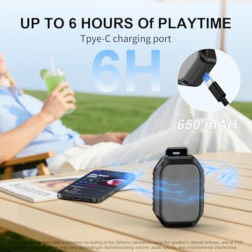 Xinborry Wearable Speaker, IPX7 Clip-On Portable, BT 6.0, TWS, Hands-Free - 5