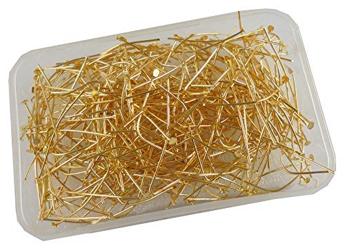 Image of eshoppee 100 gm Golden Gold Color 37 mm Metal keel headpin Head pins Jewellery Making Material Fitting Kit Art and Craft kitt kit