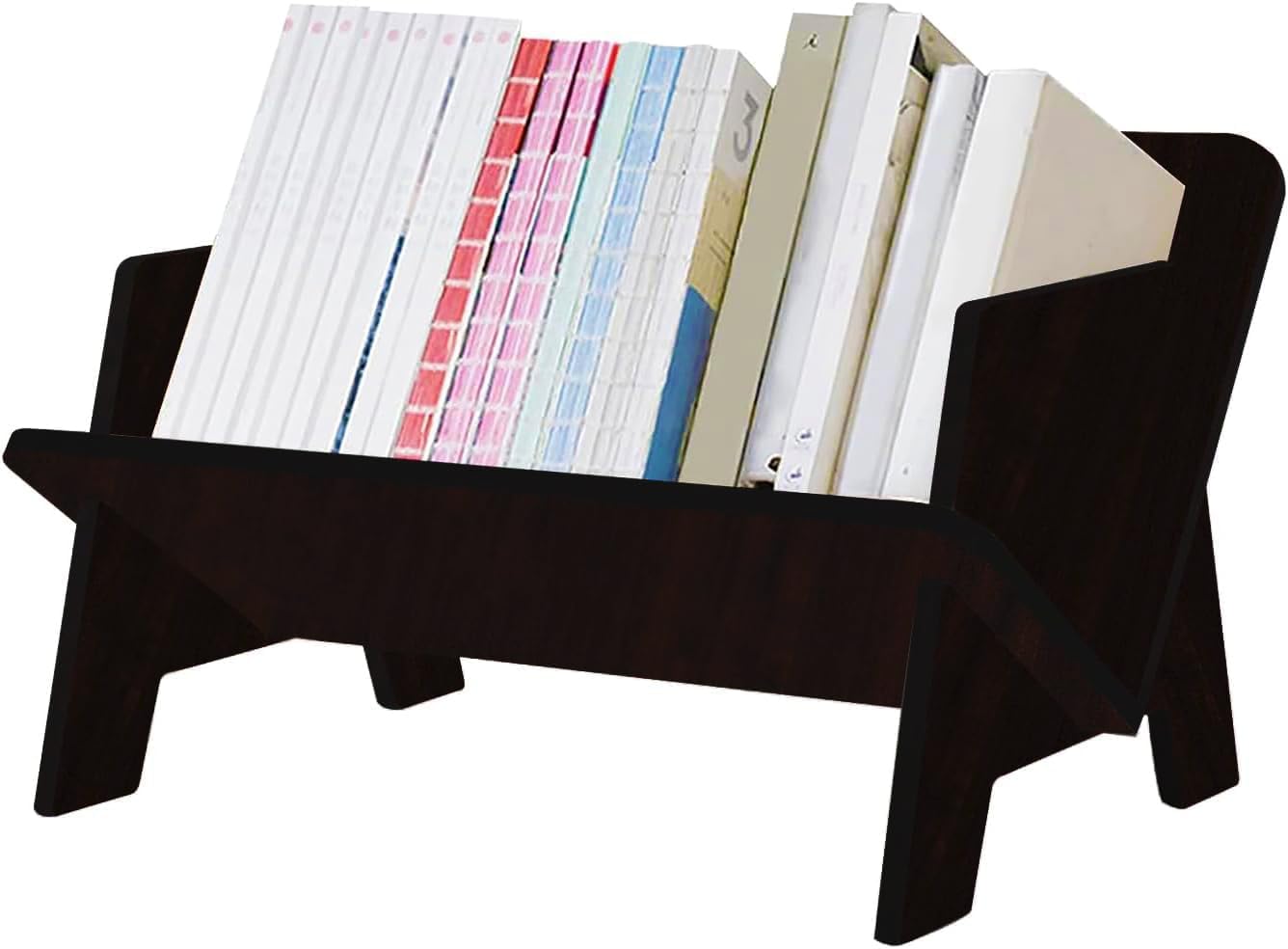 Wood Bookcase in Living Room/Home/Office, Desktop Book Shelf Organizer Bookshelves Storage Rack for CDs/Magazine/Books Display (Black, 13.6")