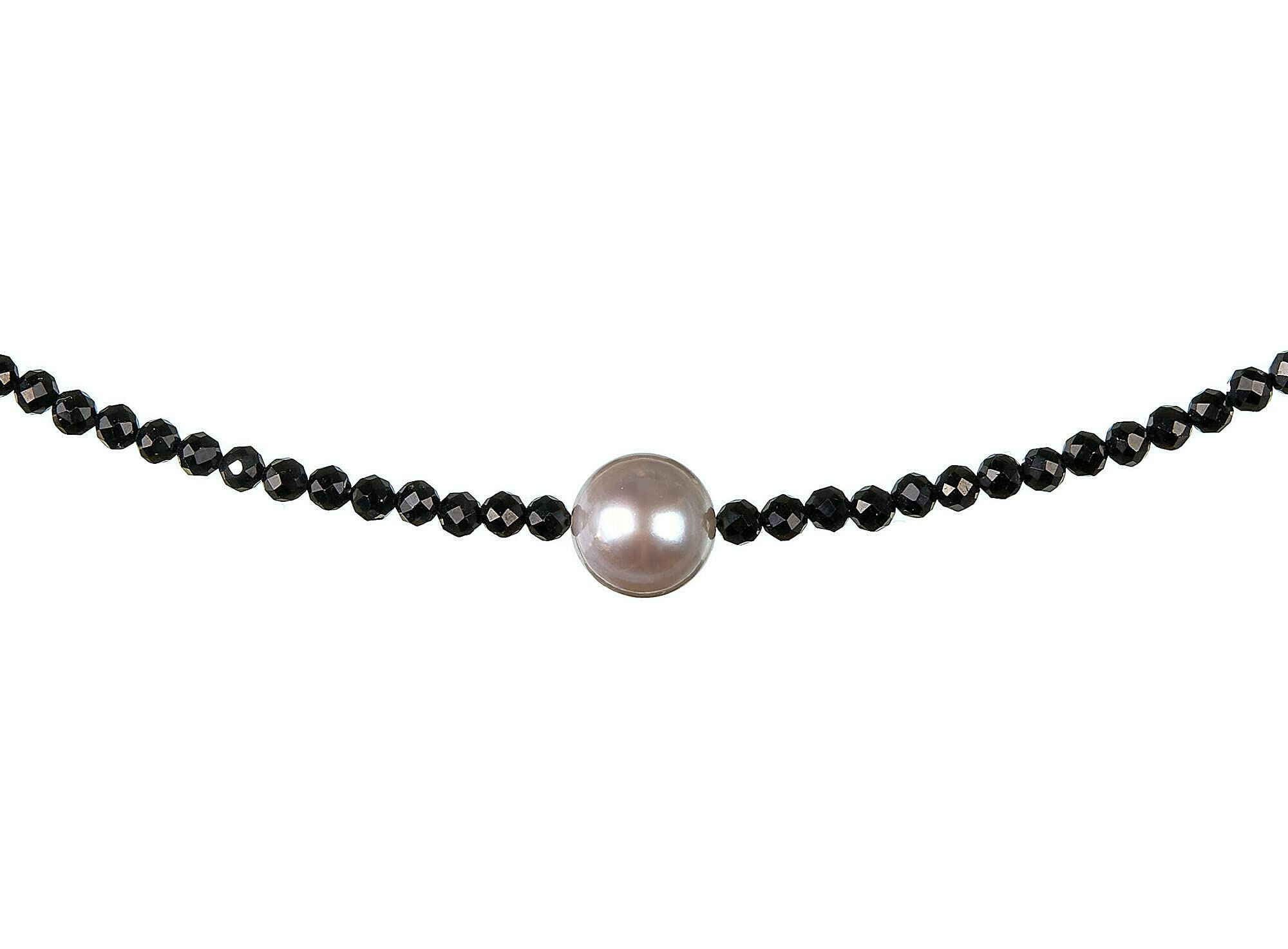 Spinell Perle Kette 925 Silber schwarze Halskette