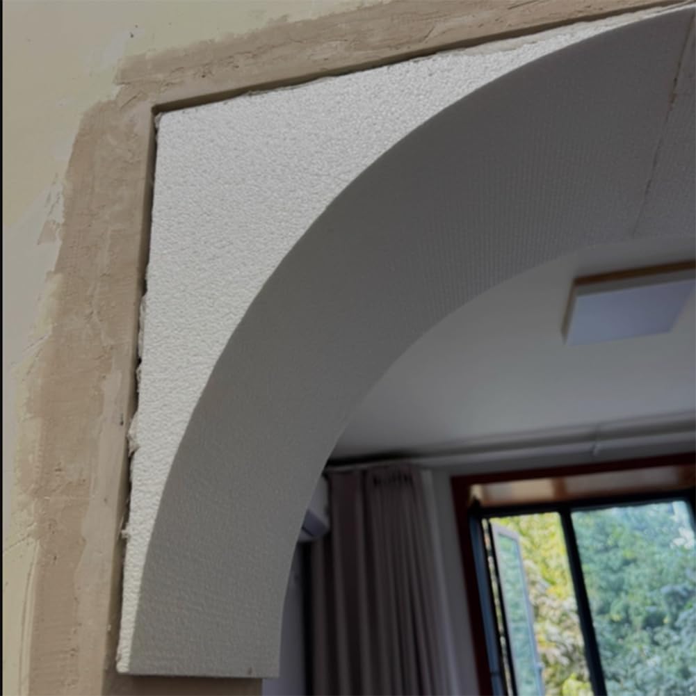 HEFJIAYCIQ Premade Foam Arch Kit for Doorway, Interior Paintable Archway Door Frame, Precurved Rounded Molding & Trim,White,22x42x42cm