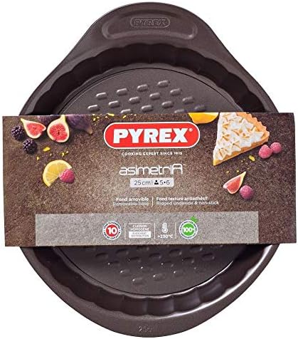 Pyrex Asimetria  4 x Tart / Quiche Baking Trays with Removable Bottom, 14 x 10 x 4 cm, Colour: Black. 31 x 27 x 5 cm Black