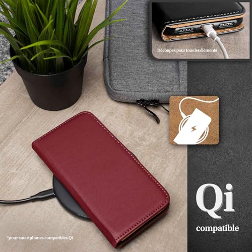 Étui en cuir synthétique bordeaux haut de gamme pour iPhone 17 Pro - 6