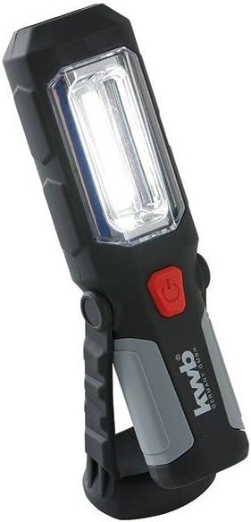 KWB COB-LED Work Light - Robust Workshop LAMP with Magnetic Base (Swivel), Hanging Hook, Flashlight Function, Slim Design, Black