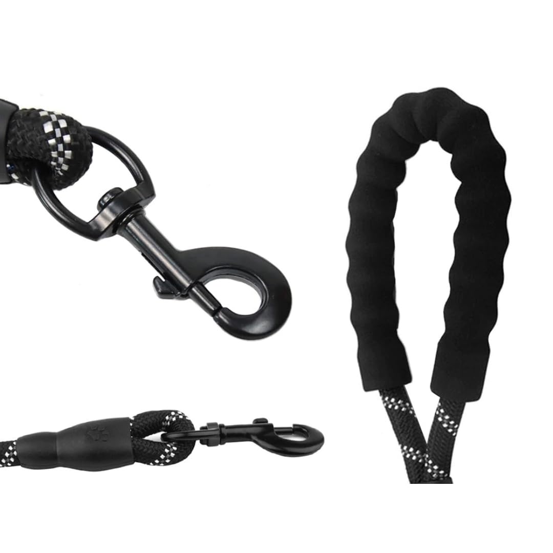 PARENCE., Dog Lead 120 cm Black, Sturdy Rope with Padded Comfort Grip, Lead for Small Medium and Large Dogs - Image 3